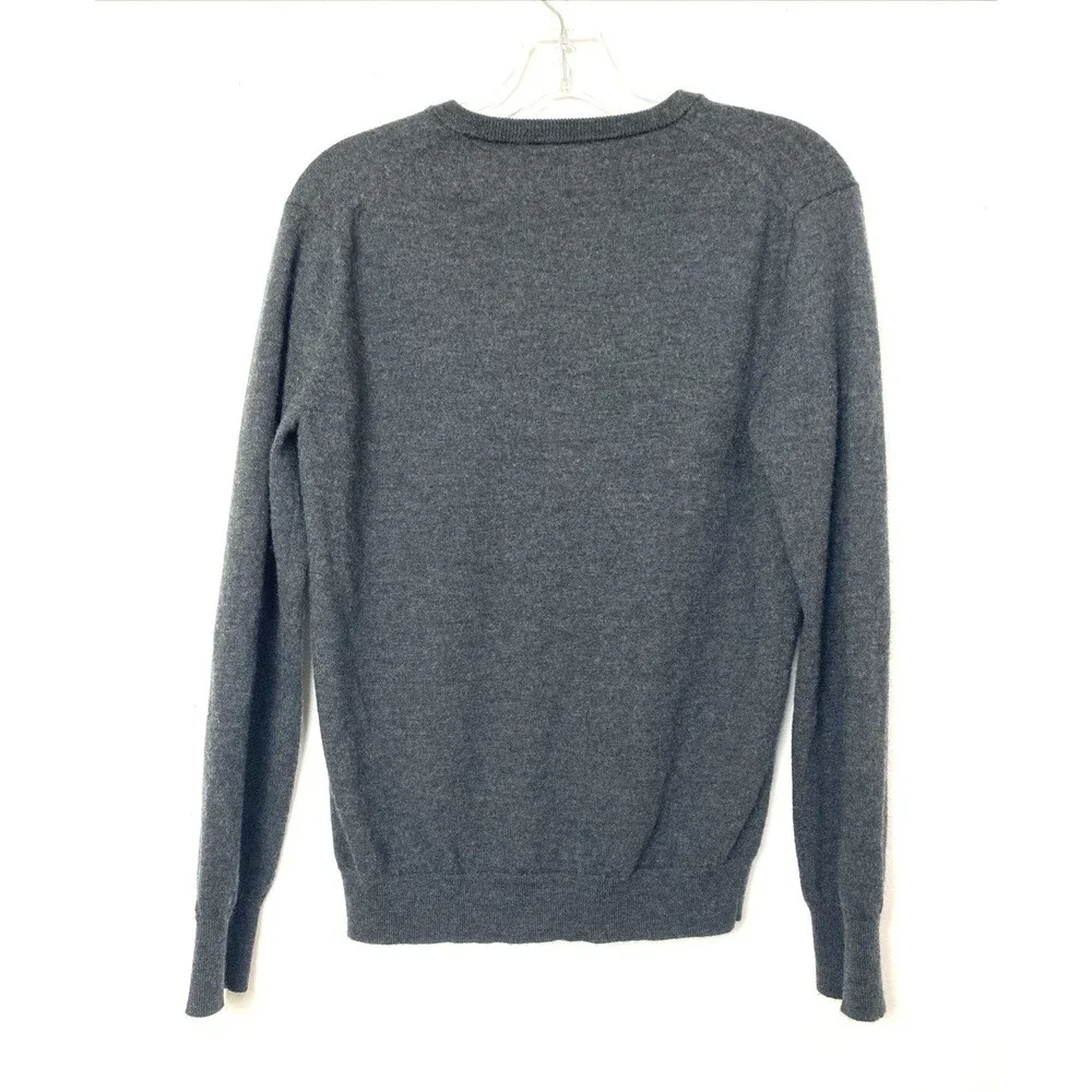 J. Crew Sweater Top Size M 100% Merino Wool Womens Dark Gray V Neck Soft Slim